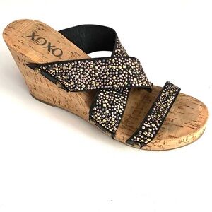 XOXO Cork jeweled wedge Sandals, Size 7.5